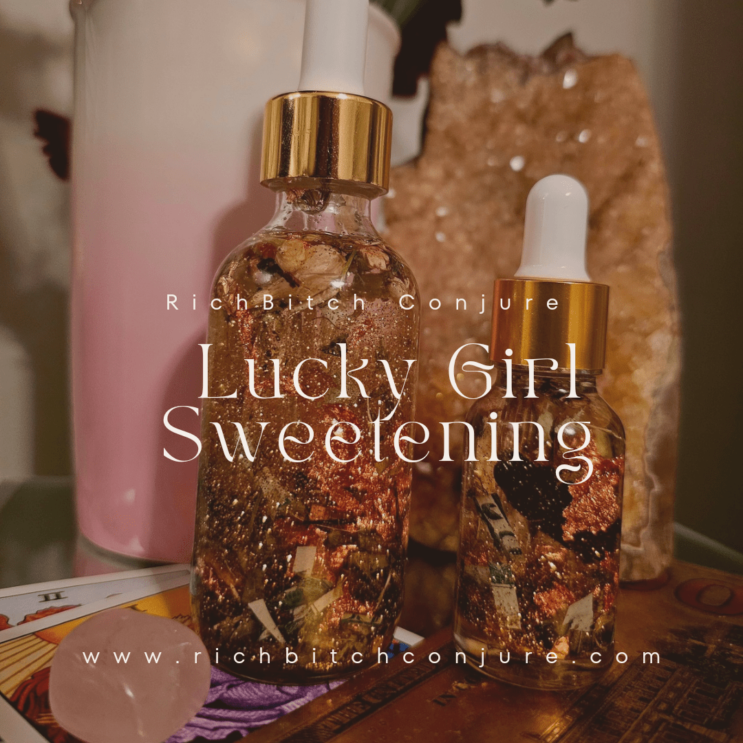 Lucky Girl Sweetening Hoodoo Conjure Oil | Good Luck Oil | Favor and Opportunity Oil | Prosperity Ritual Oil | Rootwork Spiritual Supply
