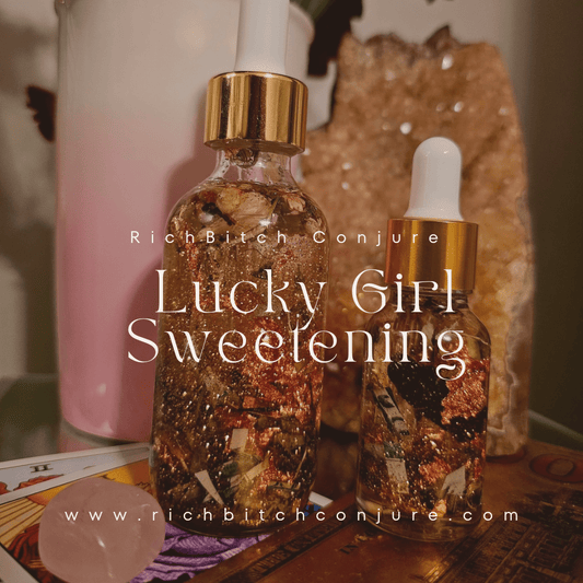 Lucky Girl Sweetening Hoodoo Conjure Oil | Good Luck Oil | Favor and Opportunity Oil | Prosperity Ritual Oil | Rootwork Spiritual Supply